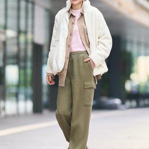 UNIQLO Fluffy Yarn Fleece Full-Zip Jacket, Off White, L